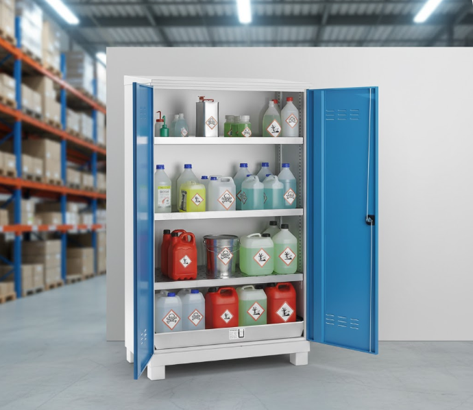 armoire avec bac de rétention