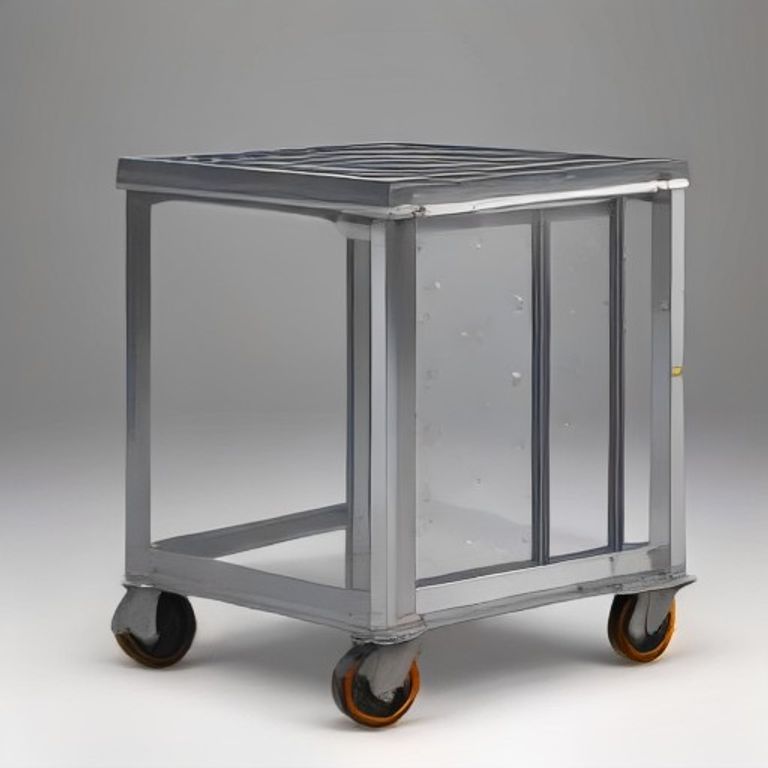 Bac de rétention inox mobile avec plateau supérieur amovible